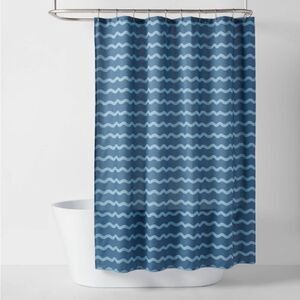 Pillowfort Blue Wave Fabric Shower Curtain